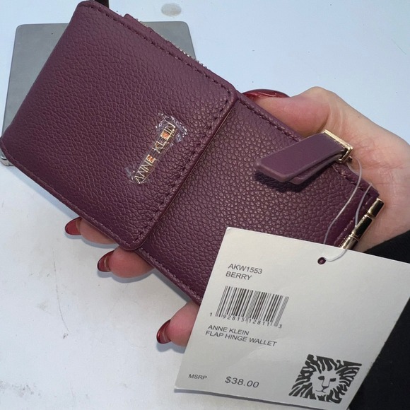 Anne Klein Berry AKW1553 Flap Hinge Wallet Card Holder Zip Coin Pouch - Picture 9 of 9